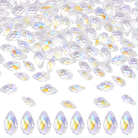 133 шт. 2 стили гальванических прозрачных стеклянных бусин, слеза, граненые, Топ пробуренной, с покрытием AB цвета