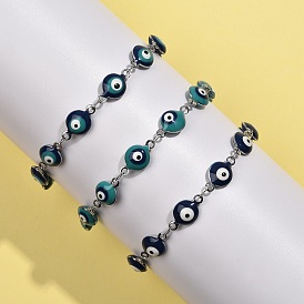 304 из нержавеющей стали ссылку цепи браслеты, эмалевые украшения от сглаза для женщин