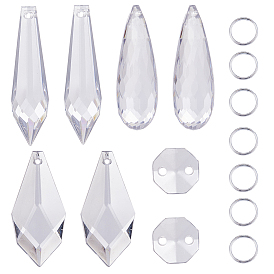 Jewelry Making Finding Kit,Including  Kite & Bullet & Teardrop & Octagon Acrylic Pendants & Link Connector, Brass Split Rings