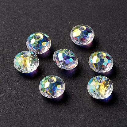 Perles de verre transparentes à facettes, couleur ab , abaque