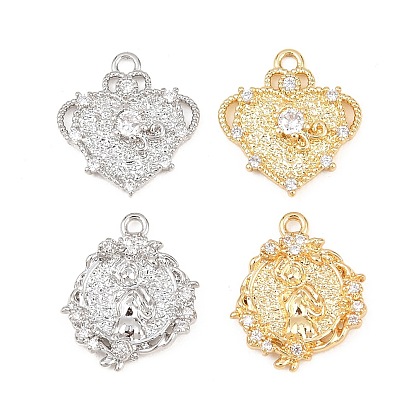 Латунные микропаве прозрачные подвески с фианитом, реальный 18 k позолоченный