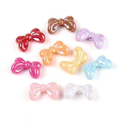 Непрозрачные акриловые бусины с УФ-покрытием, радужный, бантом