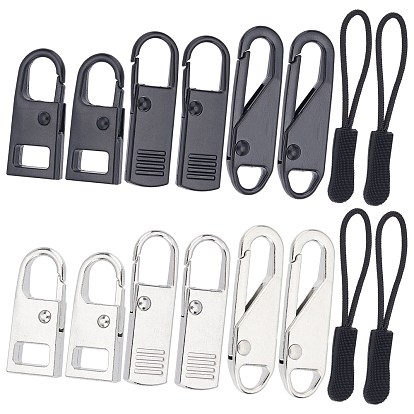 7 Style Replacement Zipper Sliders, with Plastic Zipper Puller With Strap, for Luggage Suitcase Backpack Jacket Bags Coat