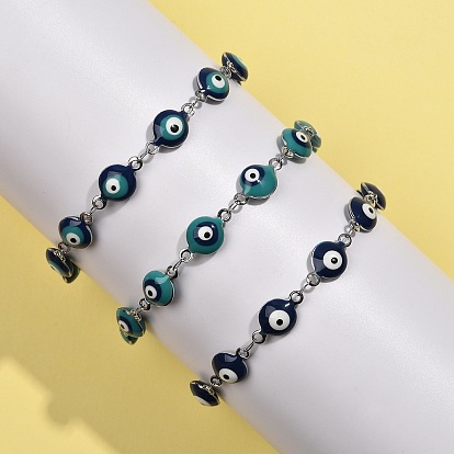 304 из нержавеющей стали ссылку цепи браслеты, эмалевые украшения от сглаза для женщин