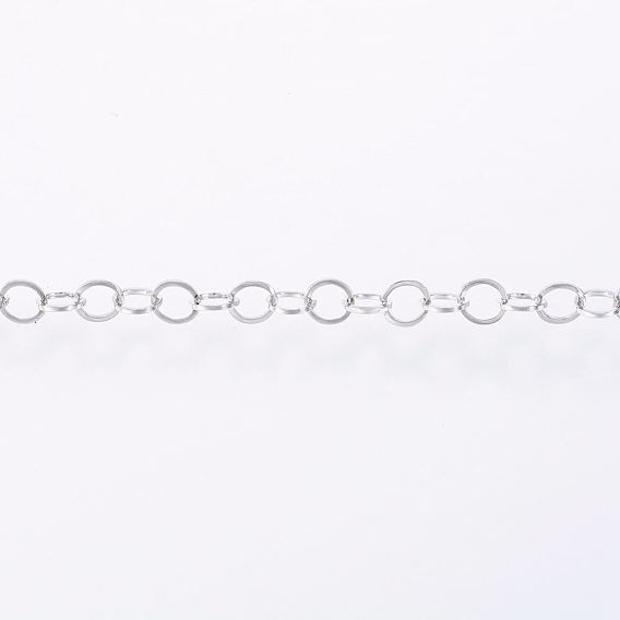 Ion Plating(IP) Handmade 304 Stainless Steel Cable Chains, Soldered, with Spool, Flat Oval