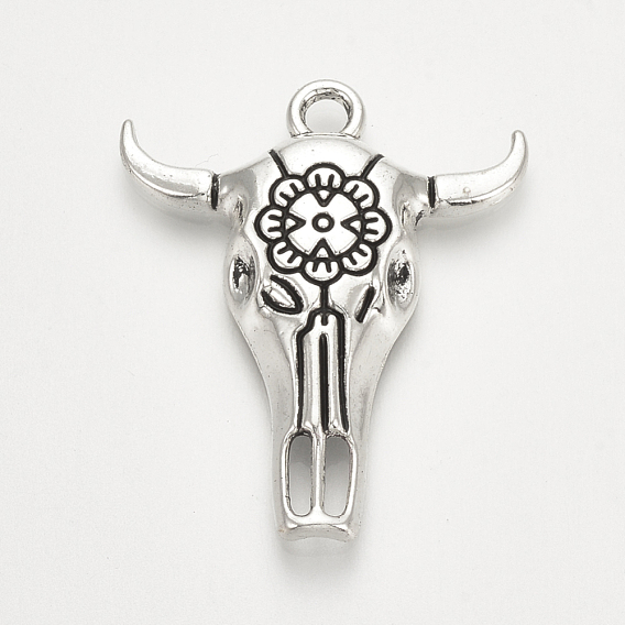 Tibetan Style Alloy Pendants, Cattle Head, Cadmium Free & Lead Free