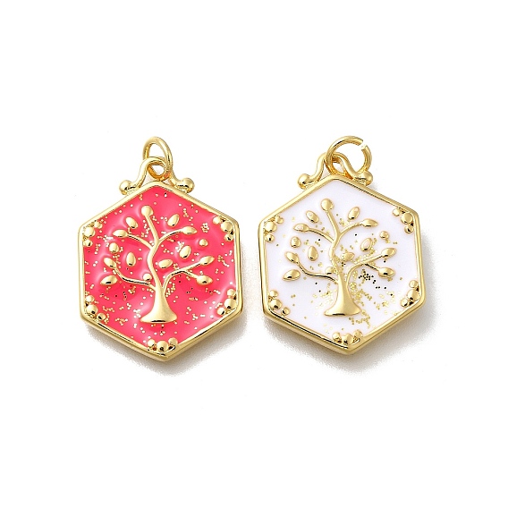 Подвески барс, с эмалью, кольцо для прыжков, шестиугольник с деревом, без свинца и без кадмия, золотые