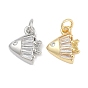 Латунные микро проложить кубического циркония подвески, рыбы прелести, без свинца и без кадмия, долговечный, стойки покрытие, с целью перехода в кольце
