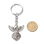 Tibetan Style Alloy Pendants Keychains, with Alloy Split Key Rings and Iron Open Jump Rings, Angel