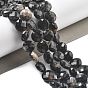 Натуральный черный турмалин бисер нитей, граненые, плоско-круглые