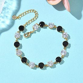 Браслеты из круглой латуни, кубического циркония и стекла, без никеля 