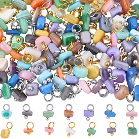 100шт. 2 стили окрашенных натуральных пресноводных ракушек-самородков, с медными петлями, разноцветные