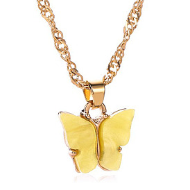 Colorful Acrylic Butterfly Necklace - Sweet and Trendy Collarbone Chain for Women.
