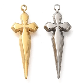 304 Stainless Steel Pendants, Cross Charm