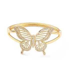 Clear Cubic Zirconia Butterfly Hinged Bangle, Brass Jewelry for Women, Cadmium Free & Lead Free