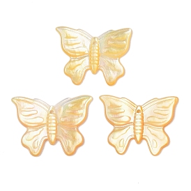 Natural Yellow Shell Carved Pendants, Butterfly Charms