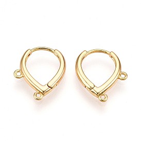 Латунная серьга-кольцо, без свинца, без никеля и без кадмия, сердце