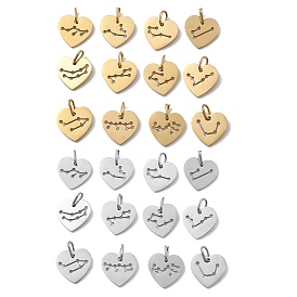 304 charmes en acier inoxydable, breloques en forme de cœur ornées de douze constellations