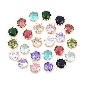 Латунные микропаве бусины из кубического циркония разных цветов, круглые