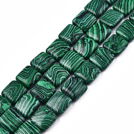 Synthetic Malachite Beads Strands, Square