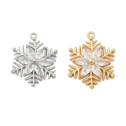 Латунные подвески с микропаве из кубического циркония, снежинка