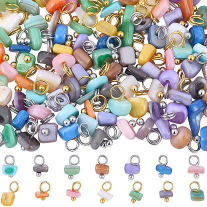 100шт. 2 стили окрашенных натуральных пресноводных ракушек-самородков, с медными петлями, разноцветные