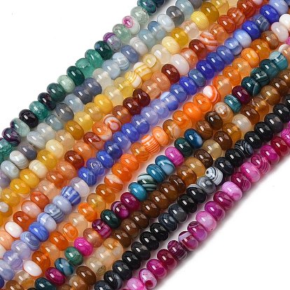 Натуральные полосатые агатовые бусы, окрашенная и подогревом, рондель, класс А