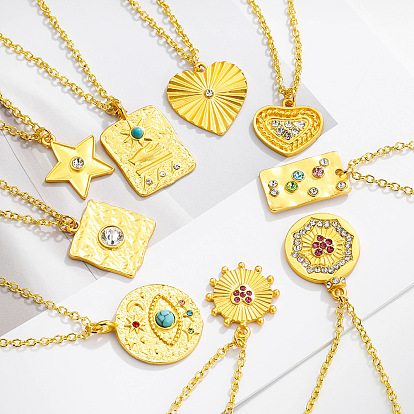 Сплав горный хрусталь кулон ожерелья, золотые