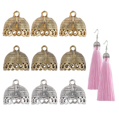 9 шт. 3 цвета тибетский стиль сплав подвеска дужка, кисточка крышка под залог, колонка