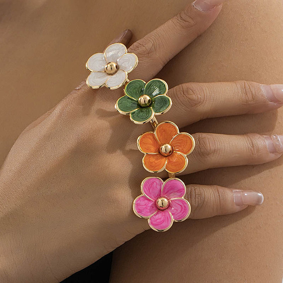 Кольца для женщин с цветочным сплавом и эмалью, золотые