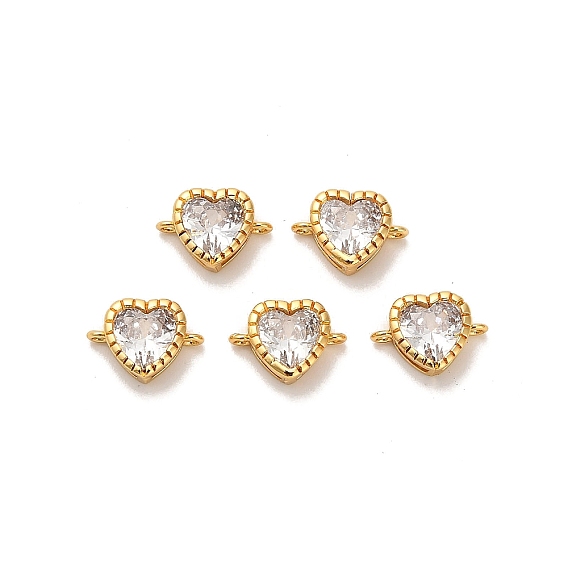 Подвески-сердечки с латунным паве из прозрачного кубического циркония, ионное покрытие (ip)