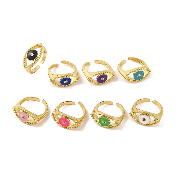 Открытые манжеты из латуни с микропаве и прозрачным фианитом, глазная эмаль для женщин, без свинца и без кадмия, реальный 18 k позолоченный