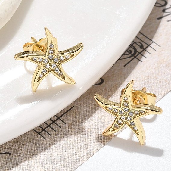 Серьги-гвоздики из латунного микро-паве, долговечный, реальный 18 k позолоченный