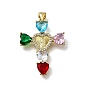 Латунные микро проложить кубического циркония подвески, крест с девственной мари, без кадмия и без свинца, стойки покрытие, долговечный