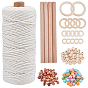 PandaHall Elite 171 Piece Wood Home Decoration Making Kits, Including Polygon & Round Beads, Round Linking Rings & Stick