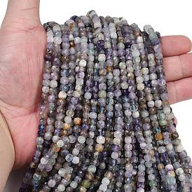 Природного флюорита бисер нитей, граненые, кубические