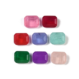 Glass Rhinestone Cabochons, Pointed Back, Faceted, Rectangle Octagon