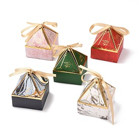 Paper Fold Gift Boxes, Triangular Pyramid with Word Only for You & Ribbon, for Presents Candies Cookies Wrapping