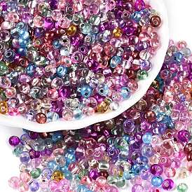 6/0 Baking Paint Transparent Glass Seed Beads, Silver Lined, Teardrop