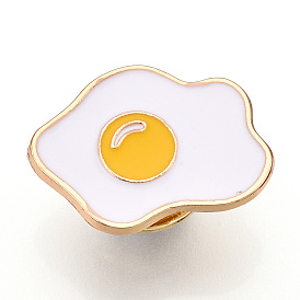 Fried Eggs Shape Enamel Pin, Light Gold Alloy Imitation Food Badge Brooch for Backpack Clothes, Nickel Free & Lead Free