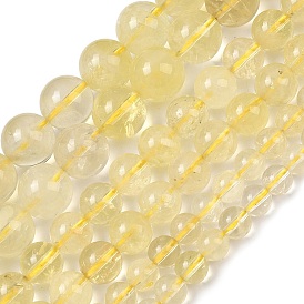Нити из натуральных бусин лимонного кварца (обработанных нагреванием), круглые