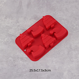 Christmas Theme Food Grade Silicone Molds, Cake Pan Molds for Baking, Biscuit, Chocolate, Soap Mold, Christmas Tree & Hat