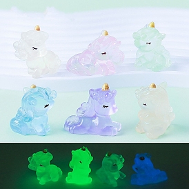 Luminous Glow in the Dark Resin Sculpture Display Decorations, for Home Office Desk Decoration, Unicorn