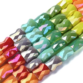 Electroplate Glass Beads Strands, Faceted, Rectangle