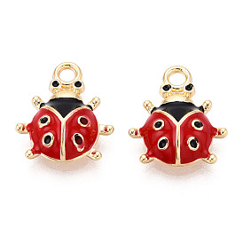 Подвески из эмали и сплава, без кадмия, без никеля и без свинца, золотой свет, очарование божьей коровки, стойки покрытие