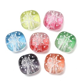 Gradient Color Transparent Acrylic Beads, Square & Star