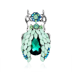 Alloy Emerald Rhinestone Insect Brooch, for Clothes