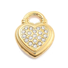 304 кулон из нержавеющей стали, со стразами, вакуумные покрытия, сердце
