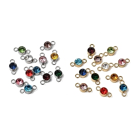 12 шт. 304 плоские круглые подвески-подвески из нержавеющей стали со стразами, разноцветные, без свинца, без кадмии и без никеля