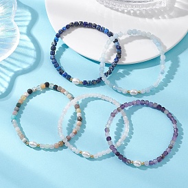 Браслеты из натуральных кубических бусин из драгоценных камней для женщин, с овальным жемчугом и латунными бусинами, реальный 18 k позолоченный